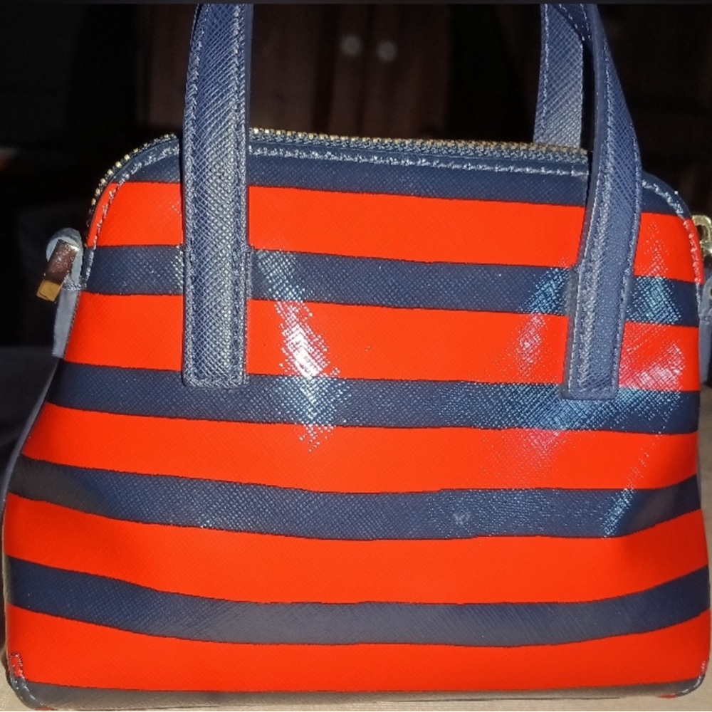 Kate Spade Red and Navy Bow Terrace Striped Satchel (mini) - Picture 2 of 6